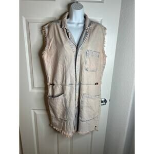 One Teaspoon Women's Pink Haze Palisades Overall Fringe Denim Romper ~ Size L